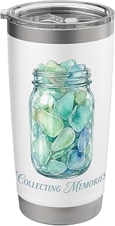Collecting Memories Jar of Ocean Sea Glass Stainless Steel Insulated Tumbler
