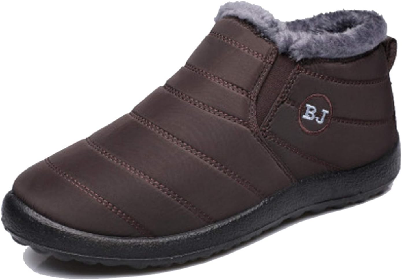 Men Warm Boots Winter Durable Slip On Shoes Faux Fur Lined Leisure and