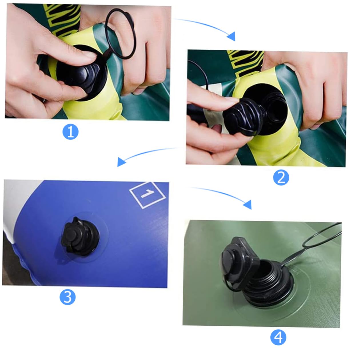 Hemobllo Bocchetta per Gommone Pompa per Gonfiabili Pompa Gonfiabili Pompetta per Gonfiabili Valvola dell'Aria della Barca Ugello Valvola di Boston Aria per Barca PVC Black