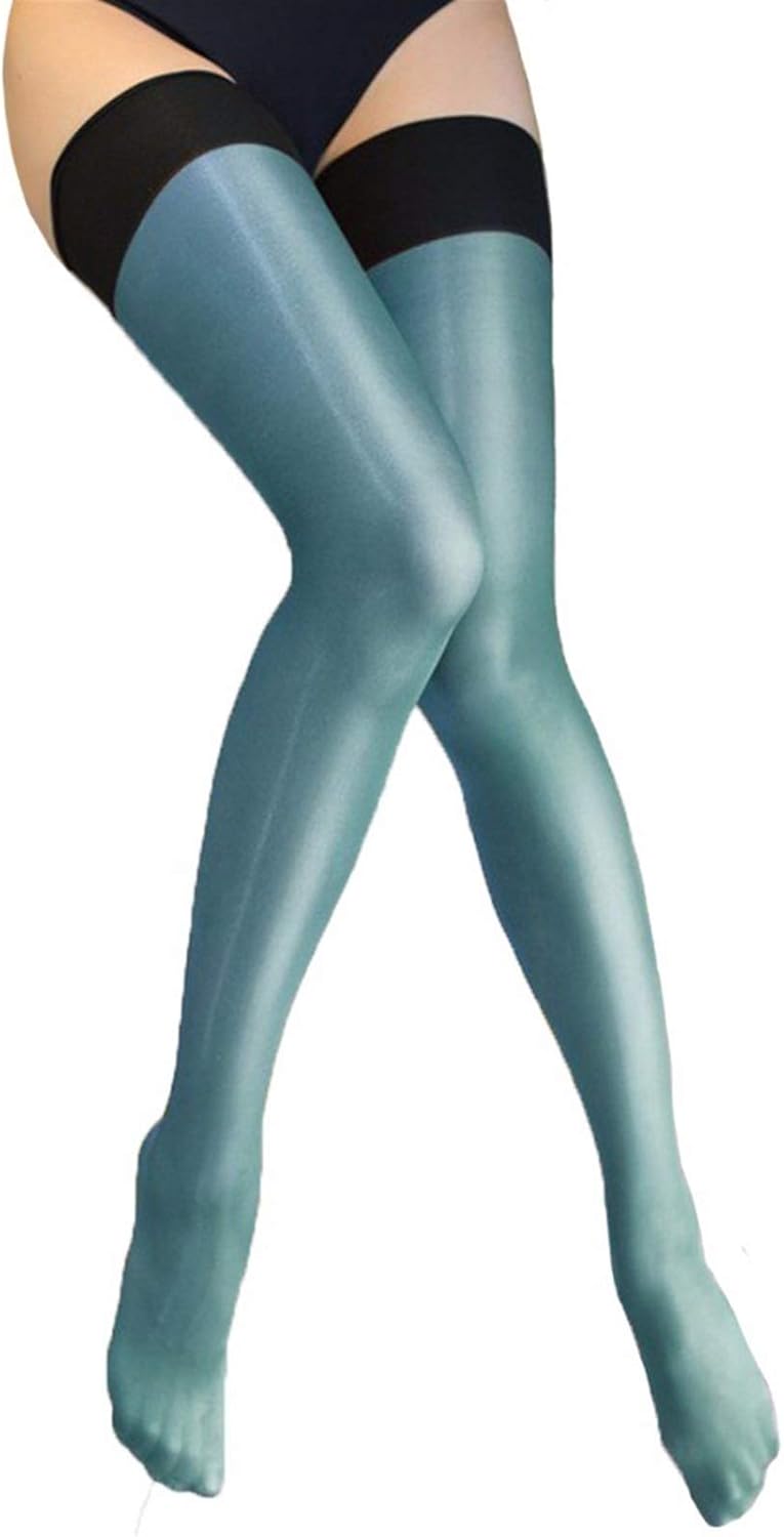 Women Shiny Thigh High Stockings Sexy Oil Flashing Medias Glitter Ladies Stocking,Wit-One Size