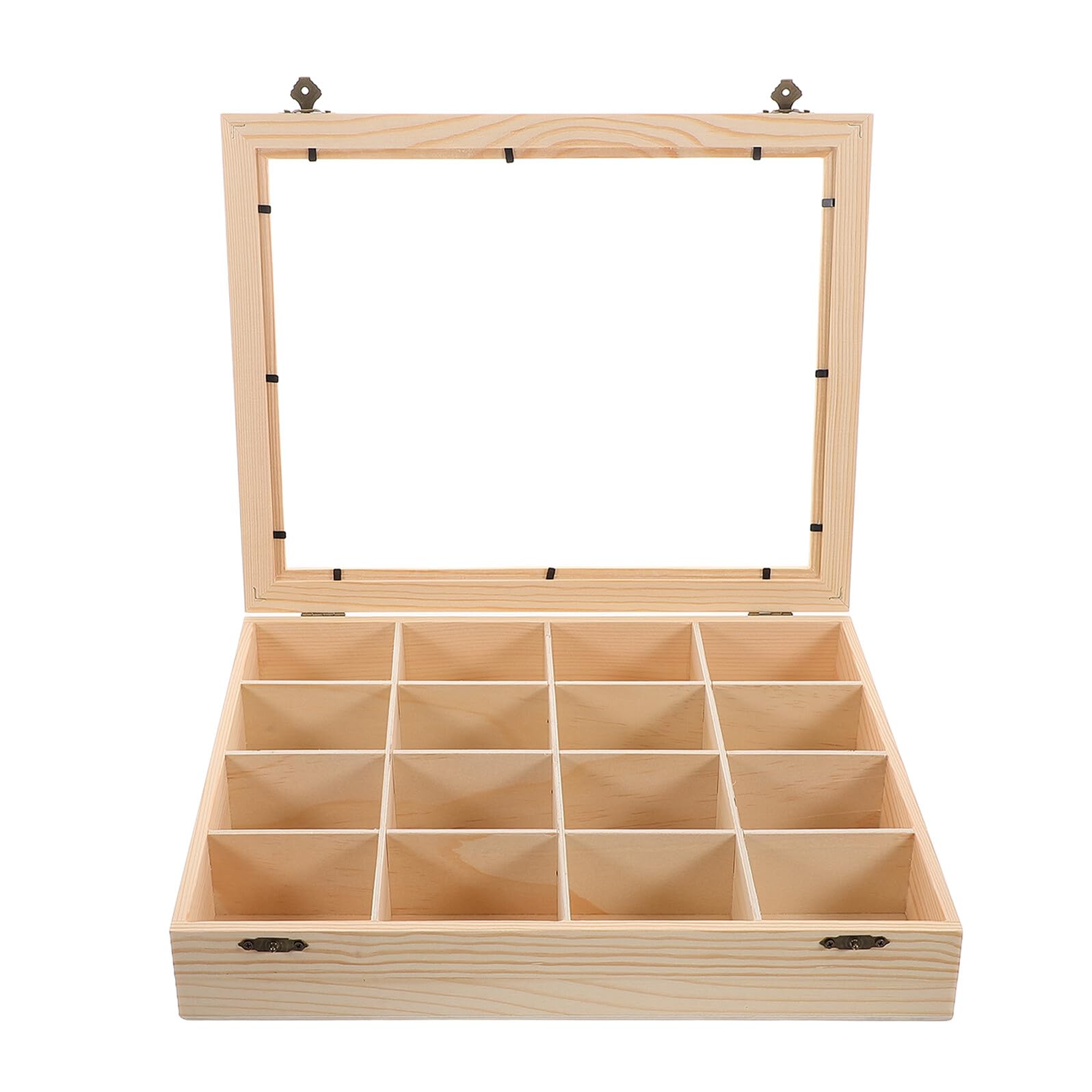 VALICLUD Contenitore per Pietre in Legno con Coperchio Trasparente Vetrina Scomparti per Campioni di Minerali e Cristalli Organizer per Collezionisti Principianti ed Esperti