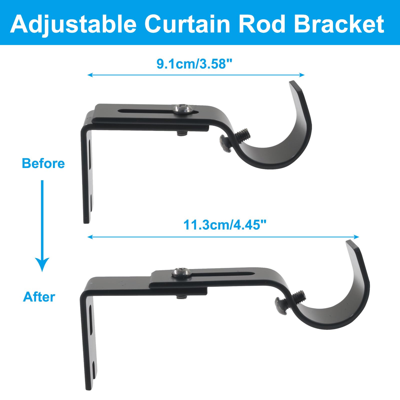 Black Curtain Rod Brackets - 4 Pack -4