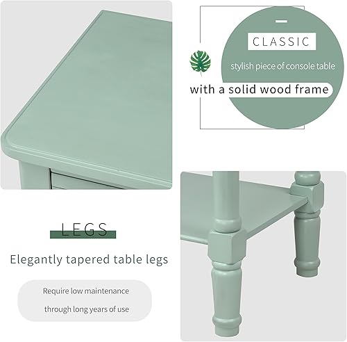 Miniatura 6 de Baysitone Mesa consola estrecha, mesa de sofá con 3 cajones de almacenamiento y estante inferior para entrada, mesas auxiliares de maderamesa de