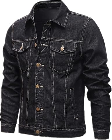Men Denim Jackets Casual Color Lapel 