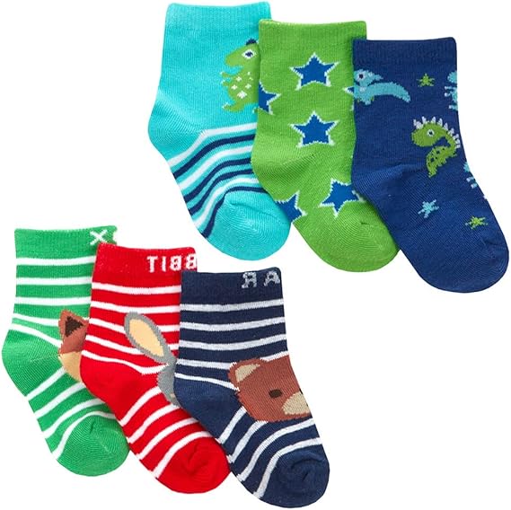 Metzuyan Baby,Clothing,Baby Boys 0-24m,Socks & Tights,Socks Baby Boys Crew Socks Cute Pattern Cotton Rich Woodland Dinosaur Socks Size from 0-0 up to 3-5.5