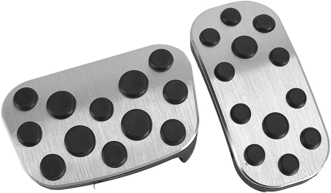 Gas Accelerator Brake Foot Pedal Pad Cover Compatible for Toyota Tundra 2022-2024 Silver & Black