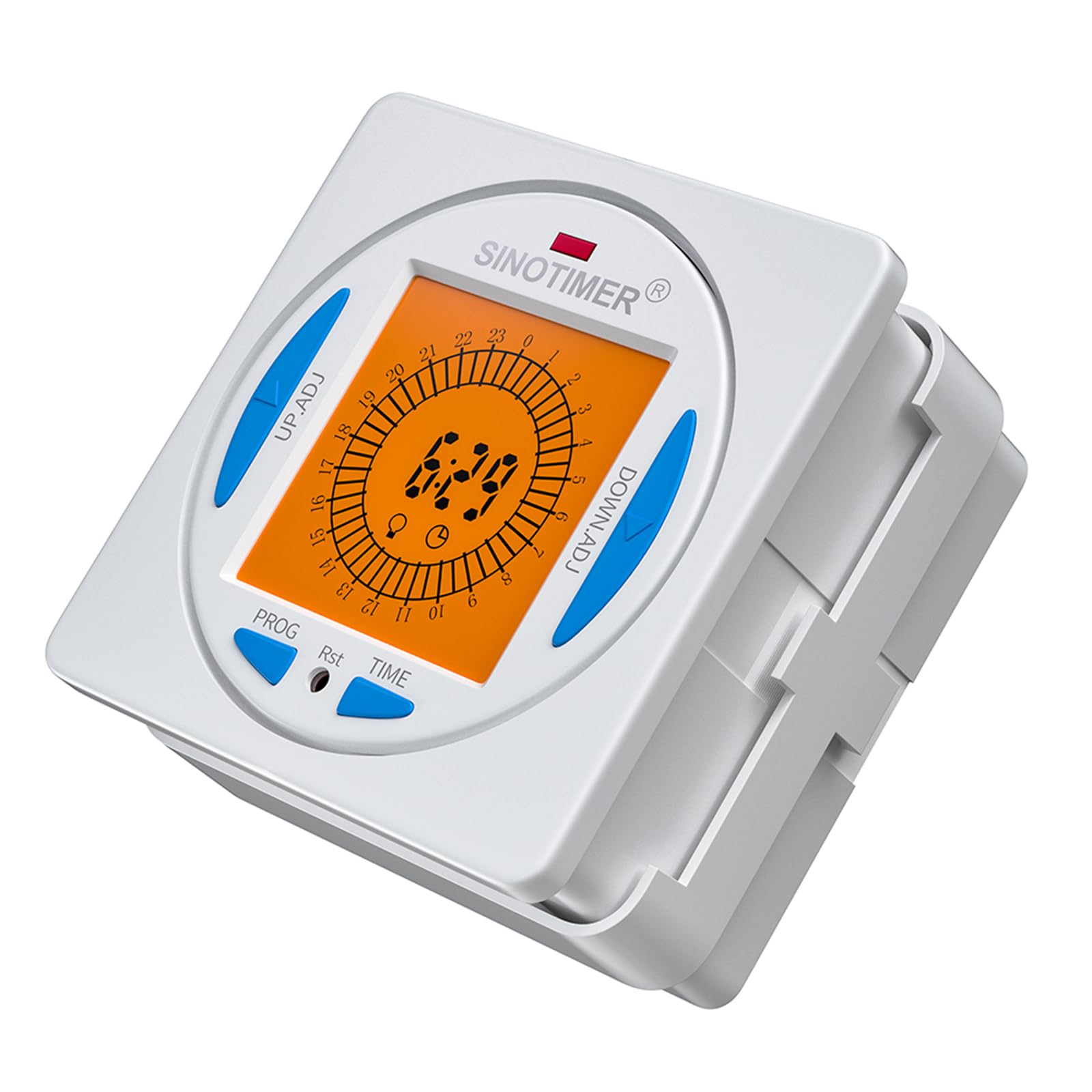 85-265 Vac Super HD LCD Rétroéclairage 24 heures Minuterie numérique Intervalle de 15 minutes avec 96 ON/Off tous les jours, fonction DST, panneau monté avec boîtier