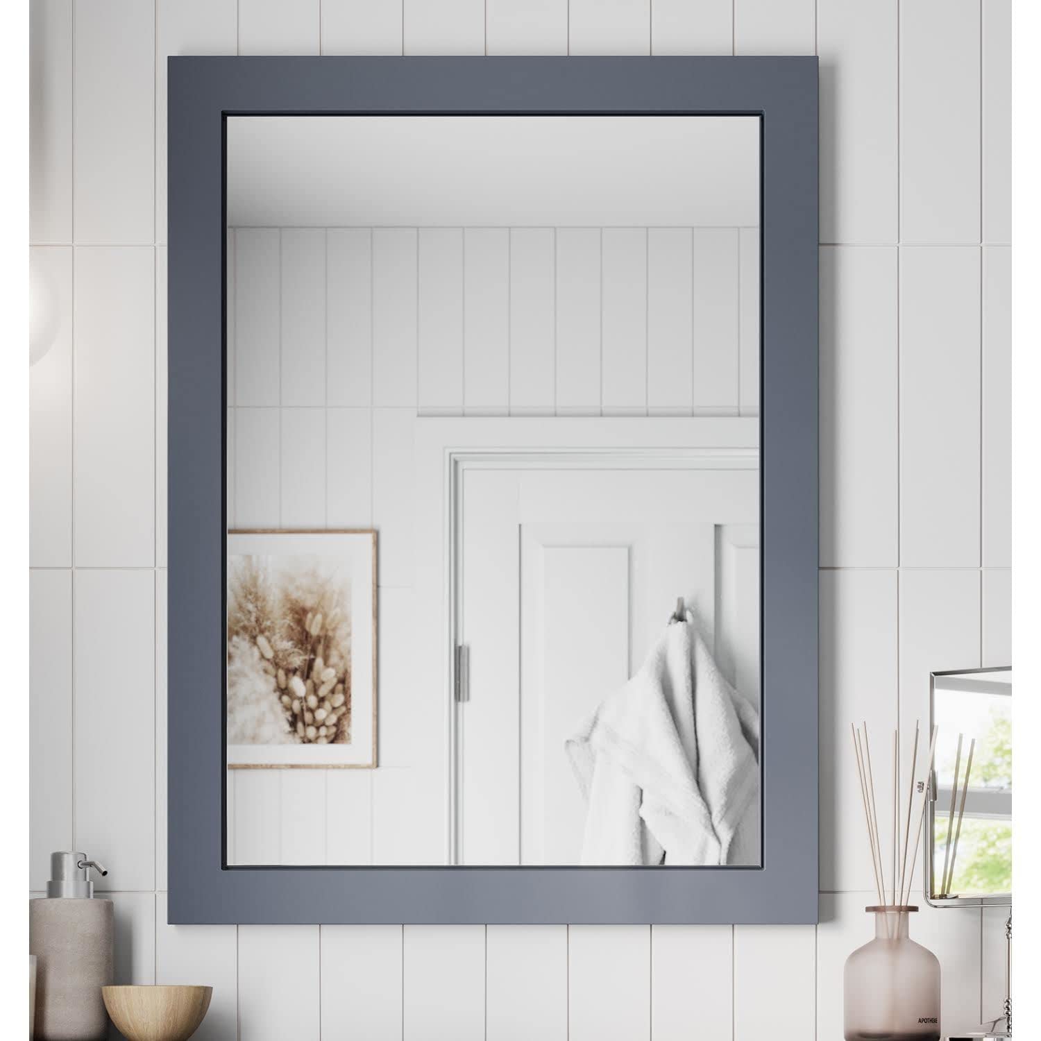 Artis Grey Artis® 600 X 800Mm Bathroom Mirror Gloss Wood Framed Vanity Mirrors Wall Mounted Mirrored, Rectangular