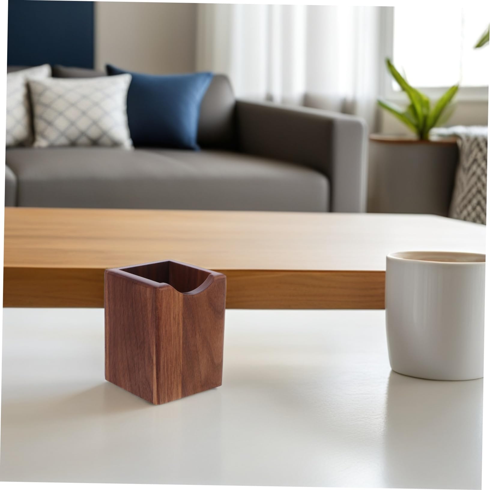 Porte-crayons en Bois Noyer 2 Pièces, Rangement Bureau Élégant