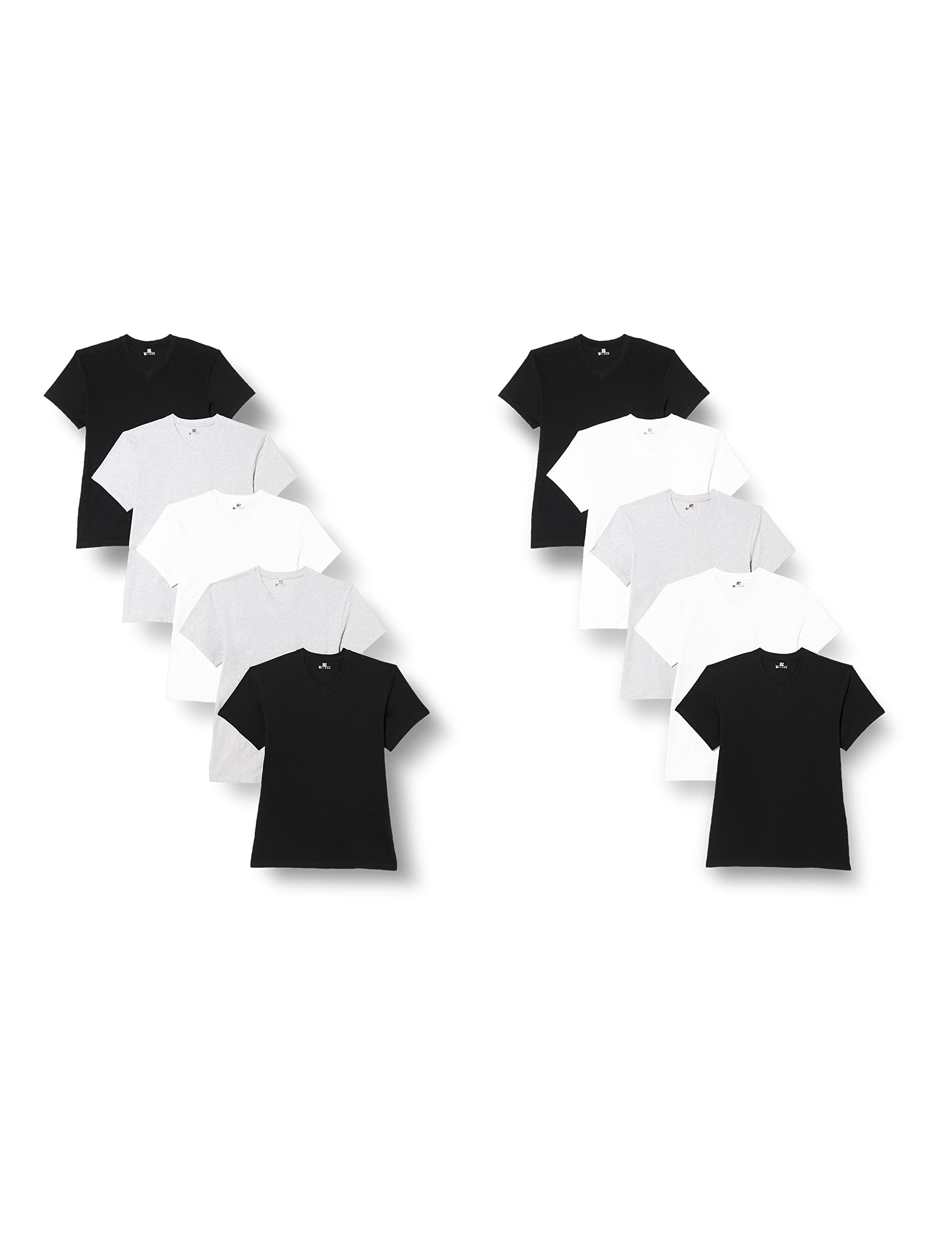 Lower East Herren T-Shirt mit V-Ausschnitt aus 100% Baumwolle im Multipack