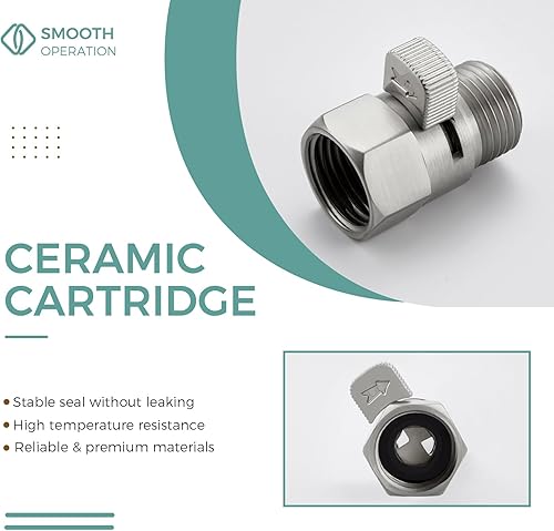 Vista 6 de Válvula de ducha, construcción de latón, restrictor de flujo de agua, manguera de ducha de mano universal, interruptor rociador de bidé con manija