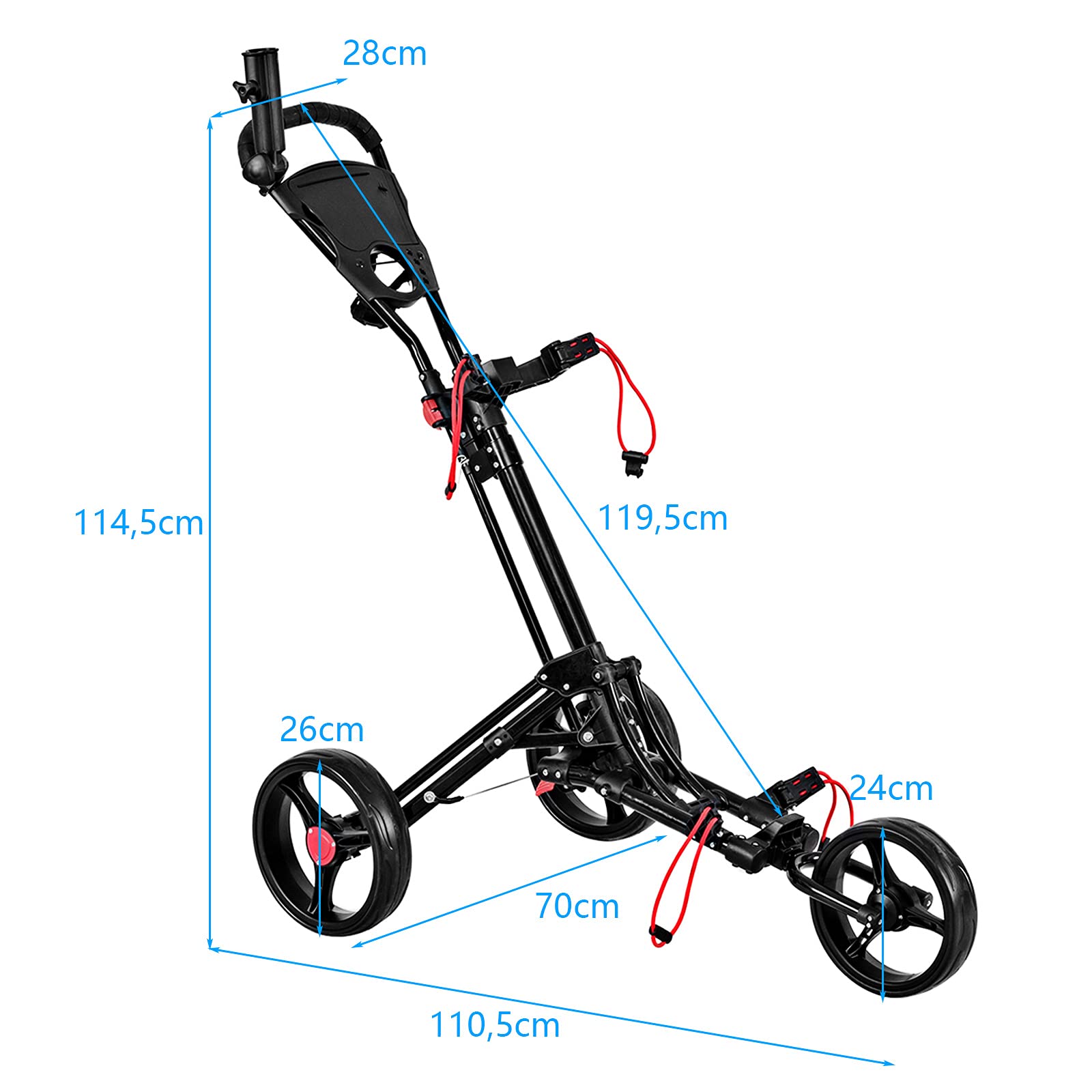 GOPLUS Wózek Golfowy Składany 3 Koła z Szybkim Mechanizmem Składania