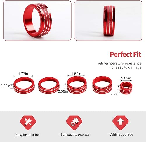 Miniatura 3 de Jimen Cubierta para perilla Silverado 2022+, 5 piezas de botón de volumen de audio de consola central, control de clima CA, perilla de faro, ajuste