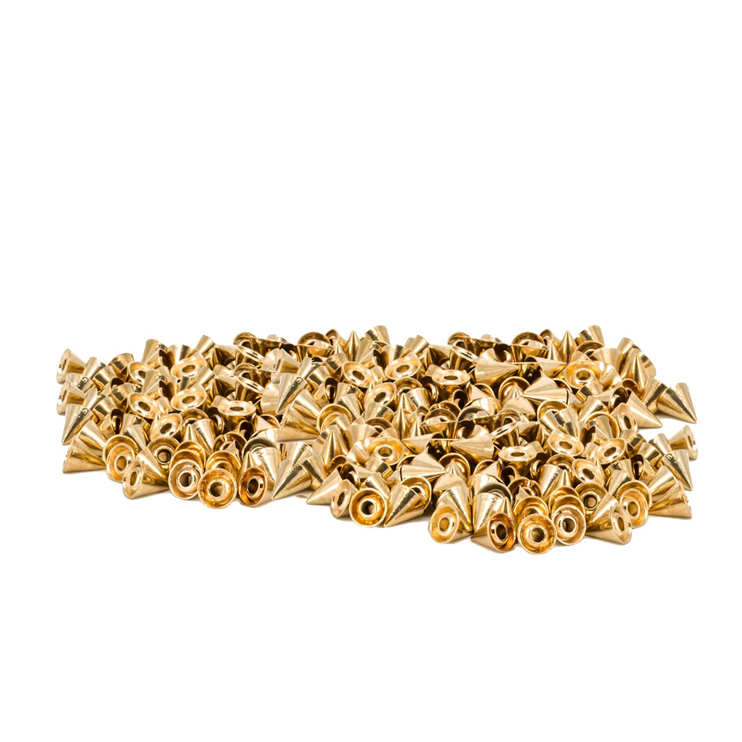 Weddecor - 50 rivetti a cono dorati, 8 mm x 8 mm, con spilli per decorazioni, per lavori di artigianato, progetti fai da te, borse, cinture, 50 pezzi