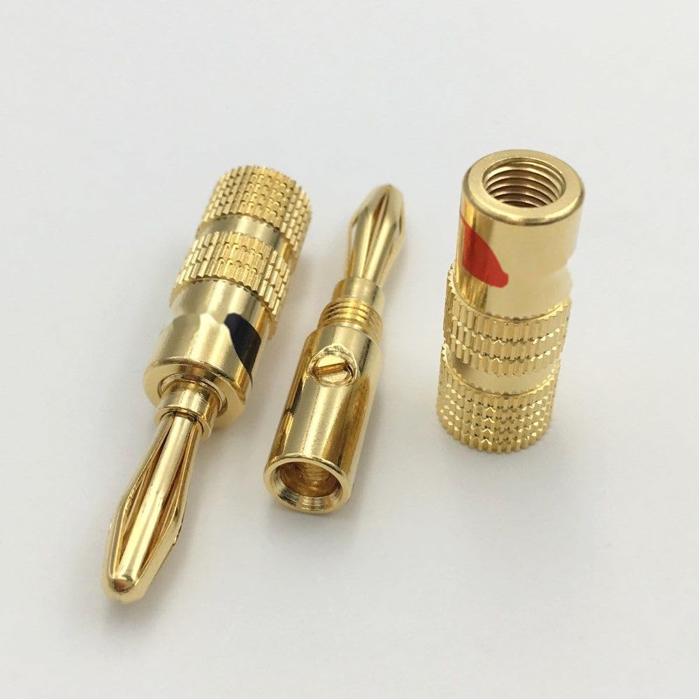 Lot de 100 fiches banane mâles de 4 mm pour connecteur de haut-parleur vidéo en laiton plaqué or