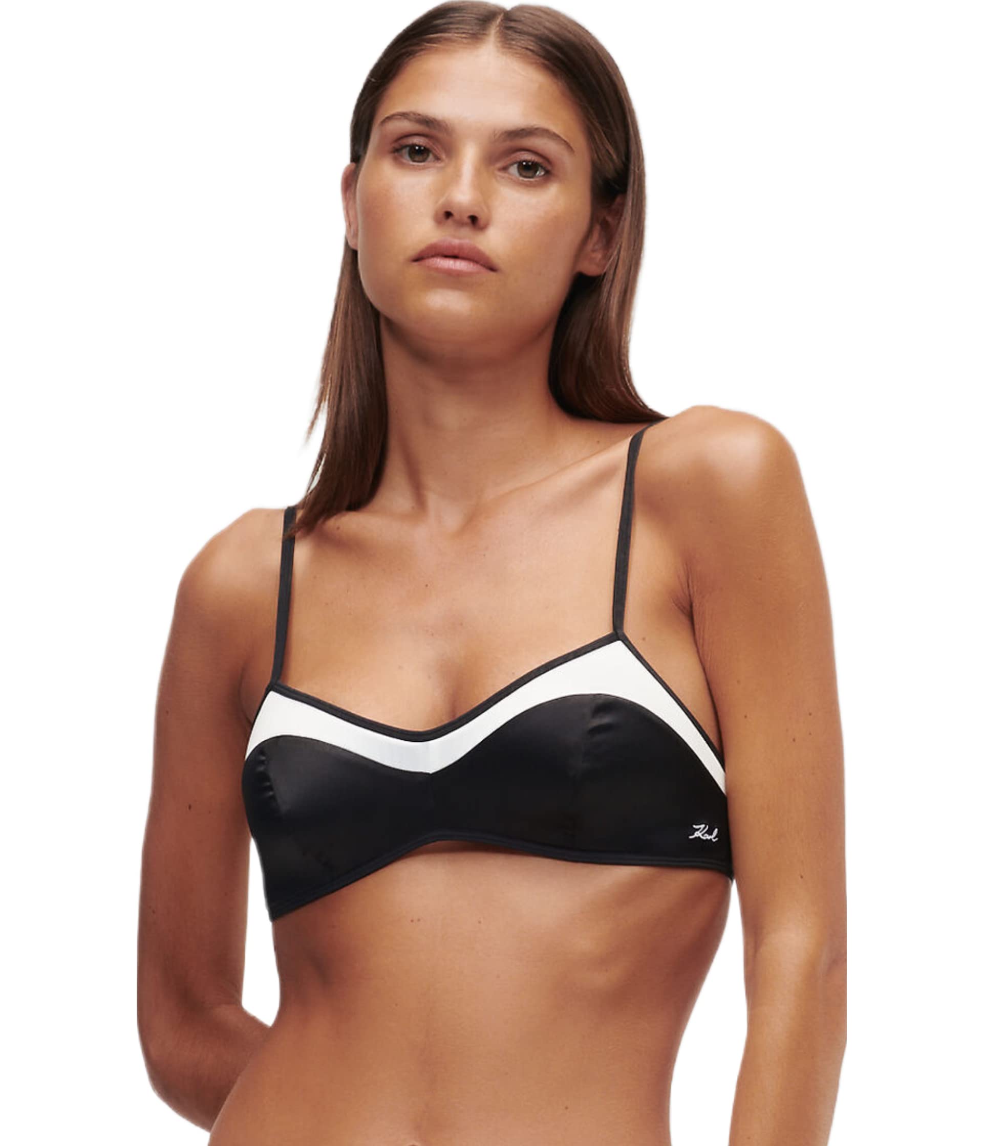 Karl Lagerfeld Women Bi-Colour Satin Padded Bra Black S