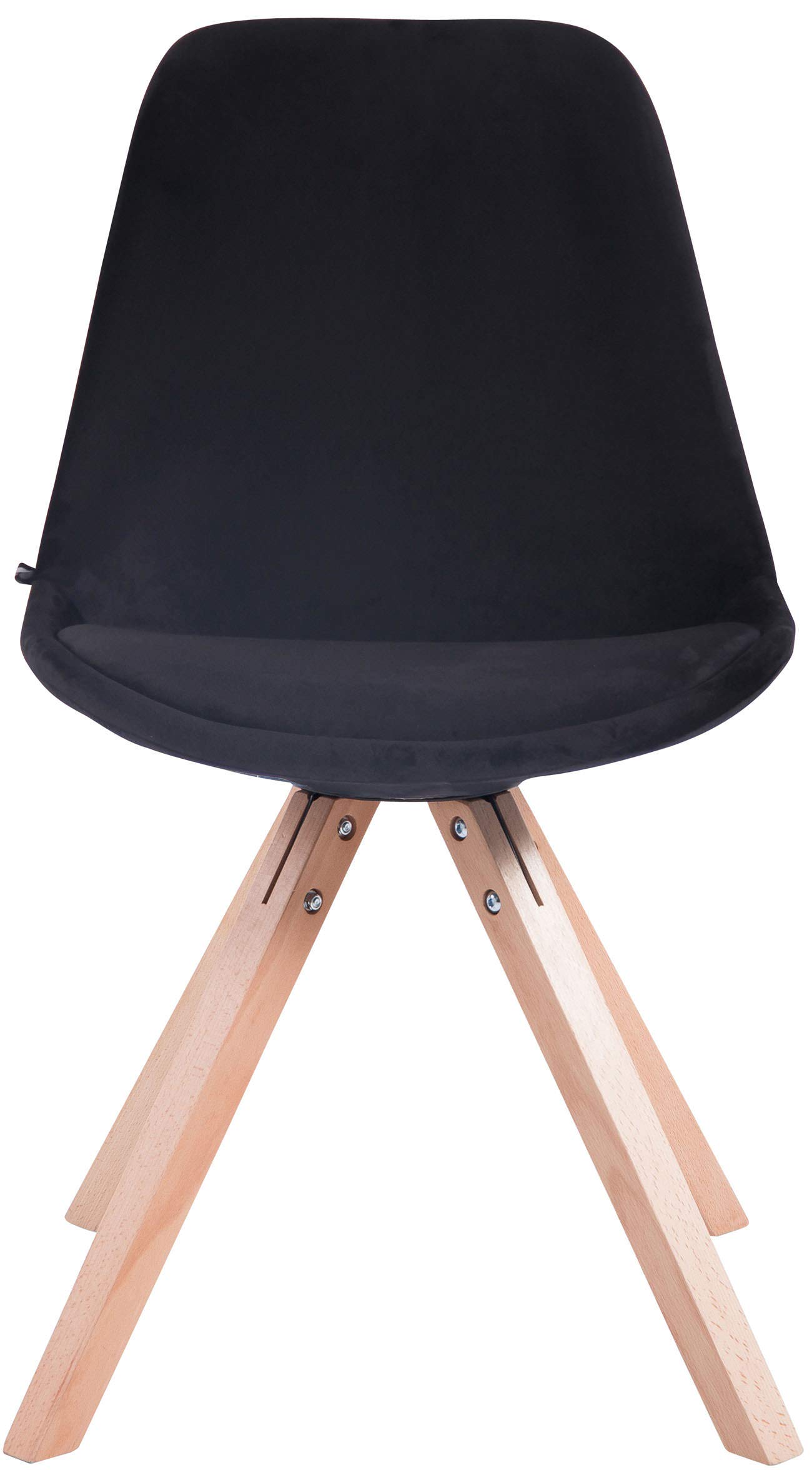 CLP Lot De 4 Chaises De Salle A Manger Toulouse en Velours I avec Assise Rembourré I Pieds Carrés Bois | Couleur Noir Couleur du Cadre Natura