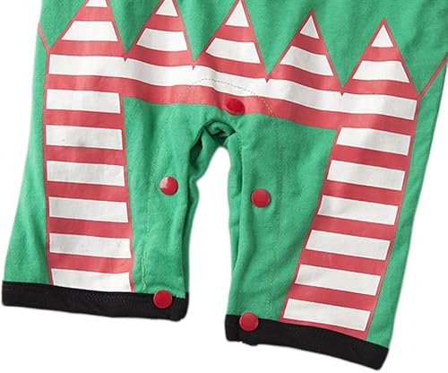 Miniatura 4 de Newborn Infant Toddler Unisex Baby Holiday Elf Short-Sleeved Costume Romper and Hat 2pcs