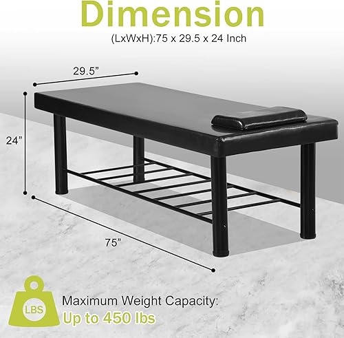 Miniatura 6 de Mesas de masaje, cama portátil de tratamiento estacionario para esteticistas, mesa de pestañas profesional resistente con almacenamiento y espuma