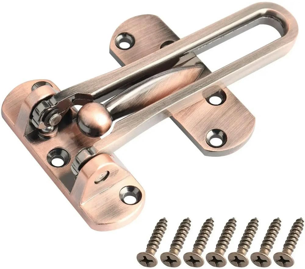 PULaif Door Lock Bolt, Gate Lock Door Latch Swing Bar Lock Silver Zinc Alloy For Bedroom Kids Room Hotel Entrance(C)
