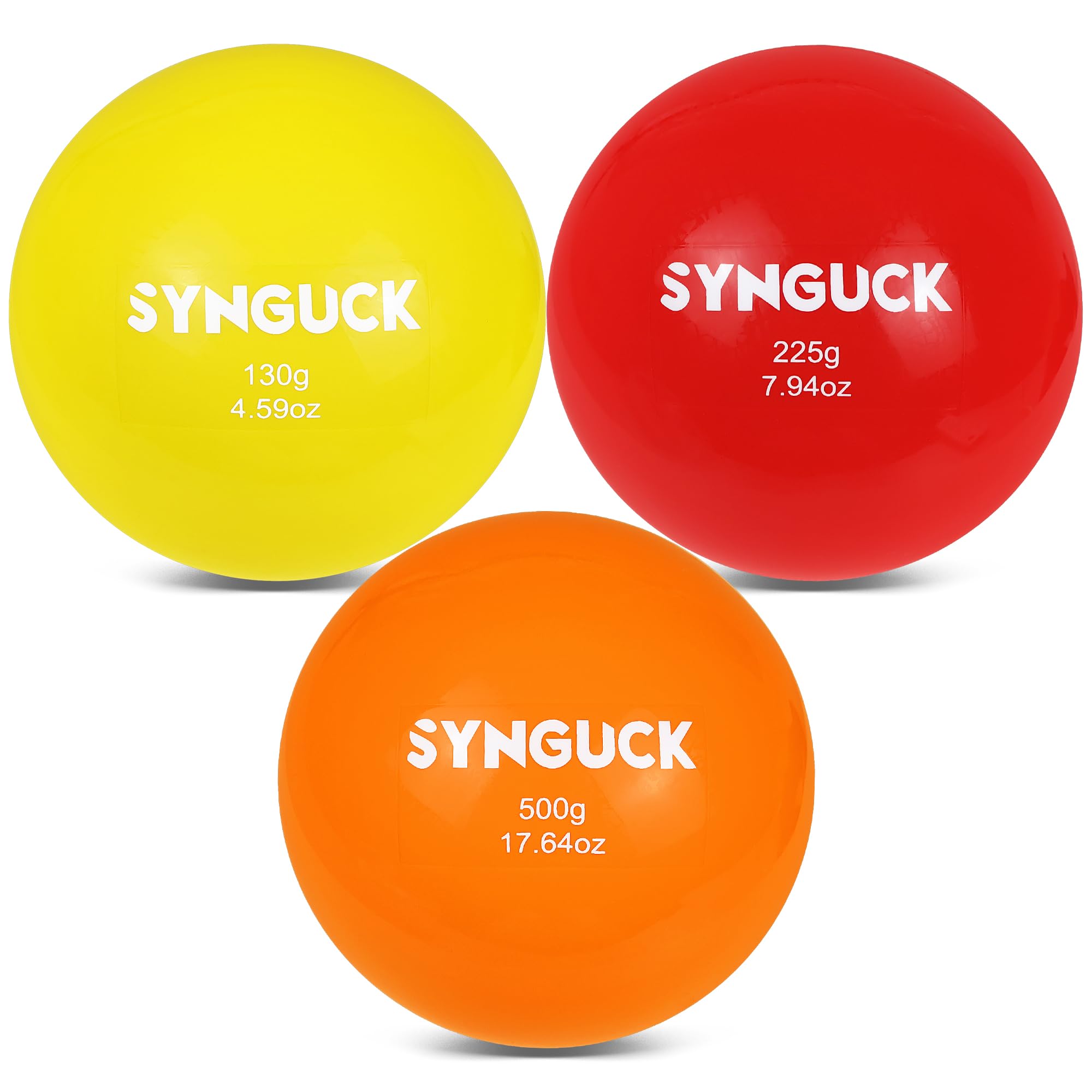 SYNGUCK 3 Pack Plyometric Weighted Balls for Baseball & Softball Training Set (4.6/7.9/17.6 oz) Improve Power, Pitching, Hitting - Perfect for Yoga, Fitness, Plyometrics - All Skill Levels