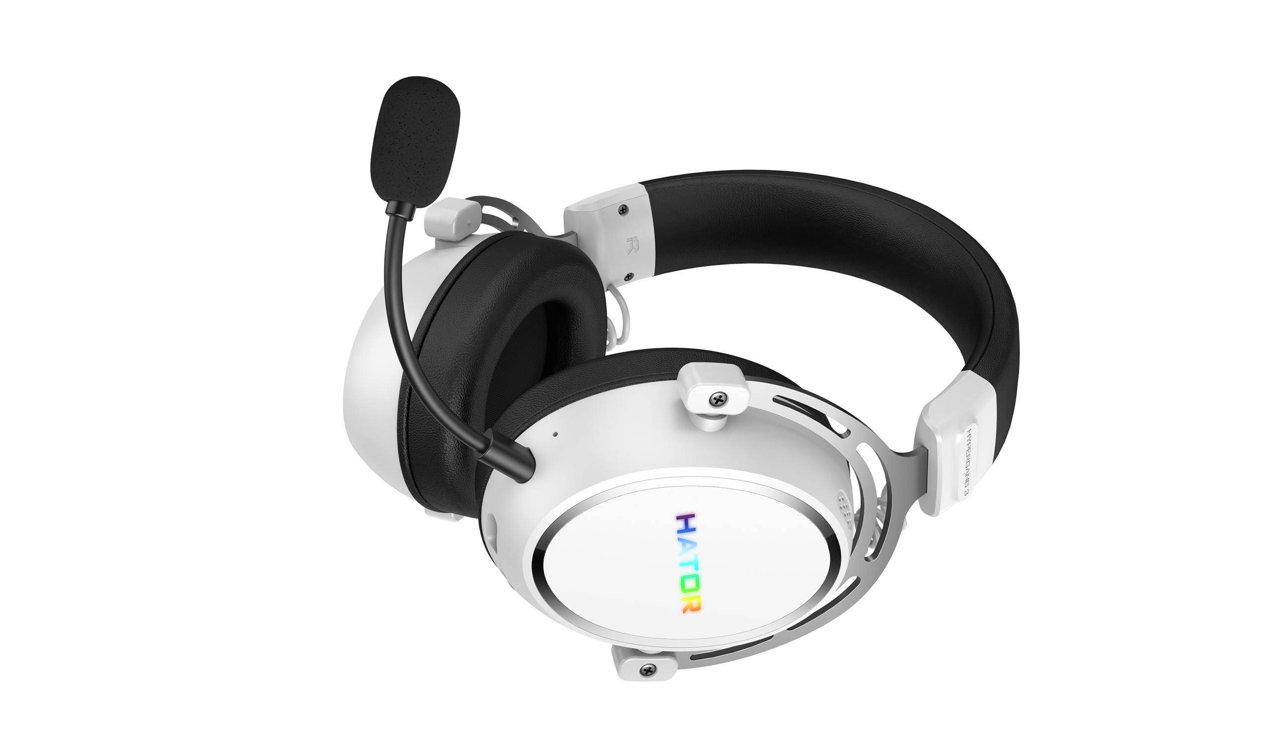 HATOR Hypergang 3 Wireless Gaming-Headset – Hi-Res Audio, Hybrid ANC, 45h Akku, Spatial Audio, Bluetooth & 2.4GHz, abnehmbares Mikrofon, RGB, Head Tracking, SyncHUB App – Weiß