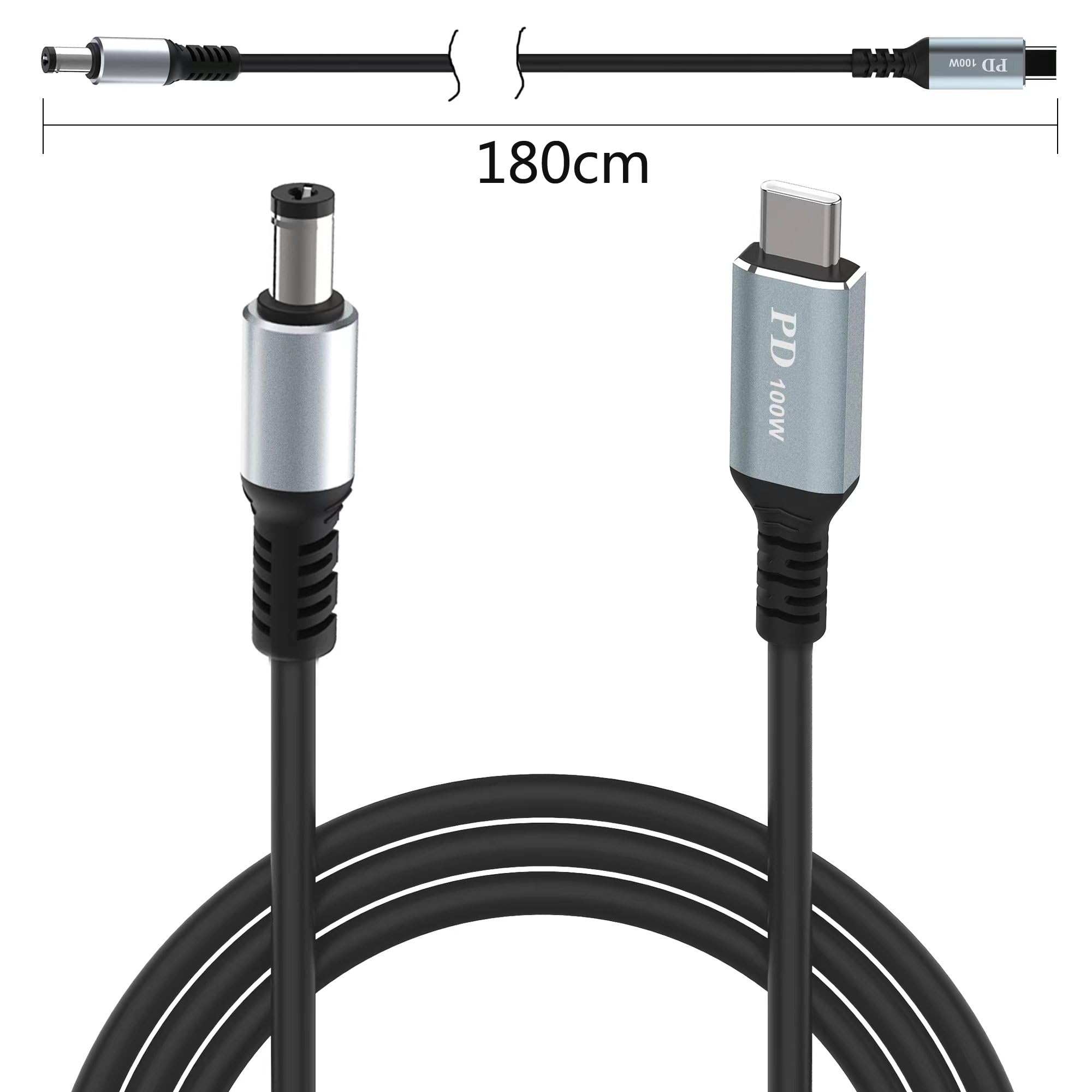 HIEbee Cable de carga USB C a CC de 5,5 mm x 2,1 mm para laptop, entrada USB tipo C macho a CC de 5,5 x 2,1 mm de salida de alimentación macho. Adecuado para interfaz de entrada tipo C, cargador