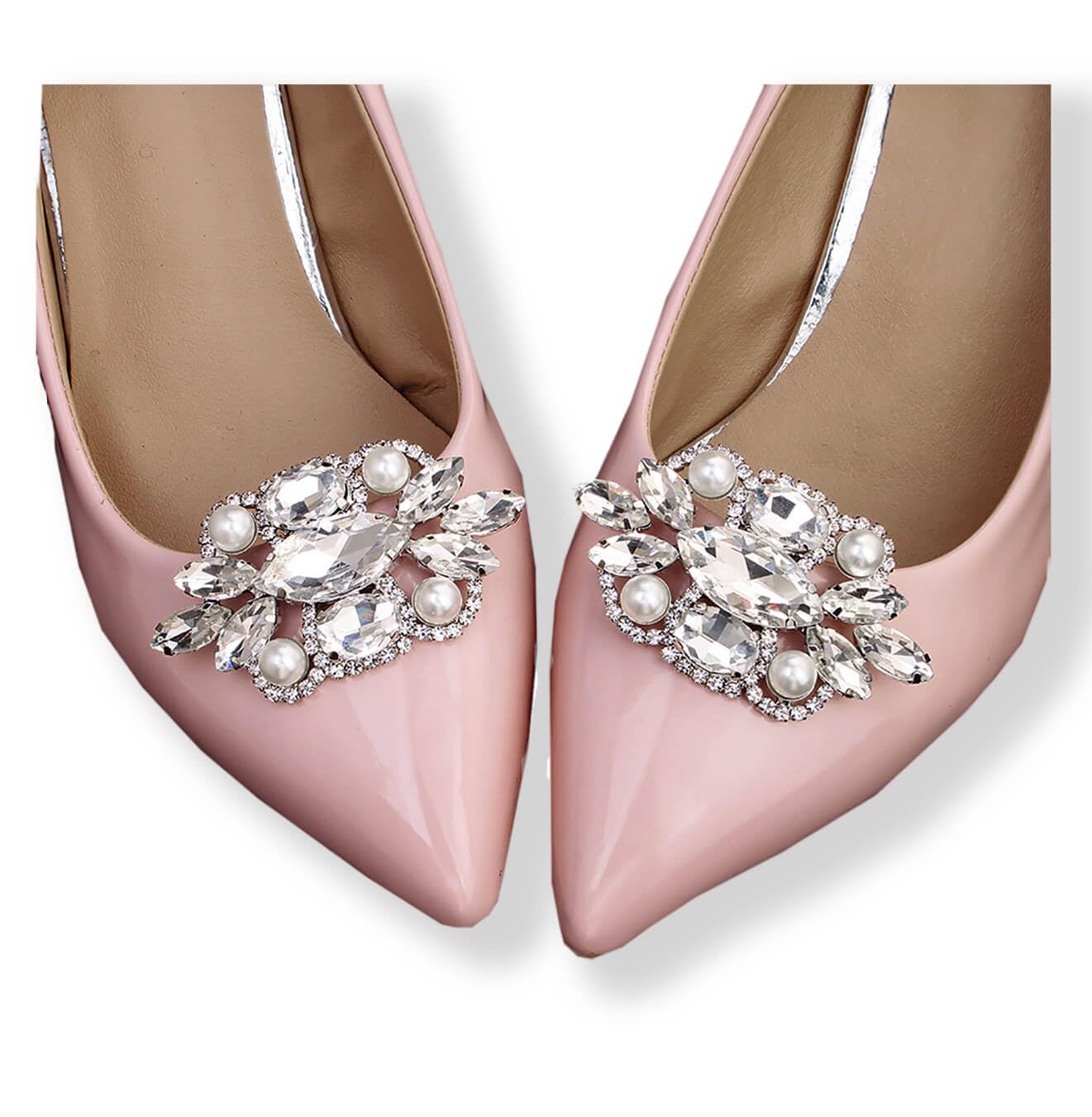 Anbaagsky Rhinestone Crystal Shoe Clips Silver Shoe Buckle Fashion Bridal Wedding Shoe Charms Shoe Clips for Women …