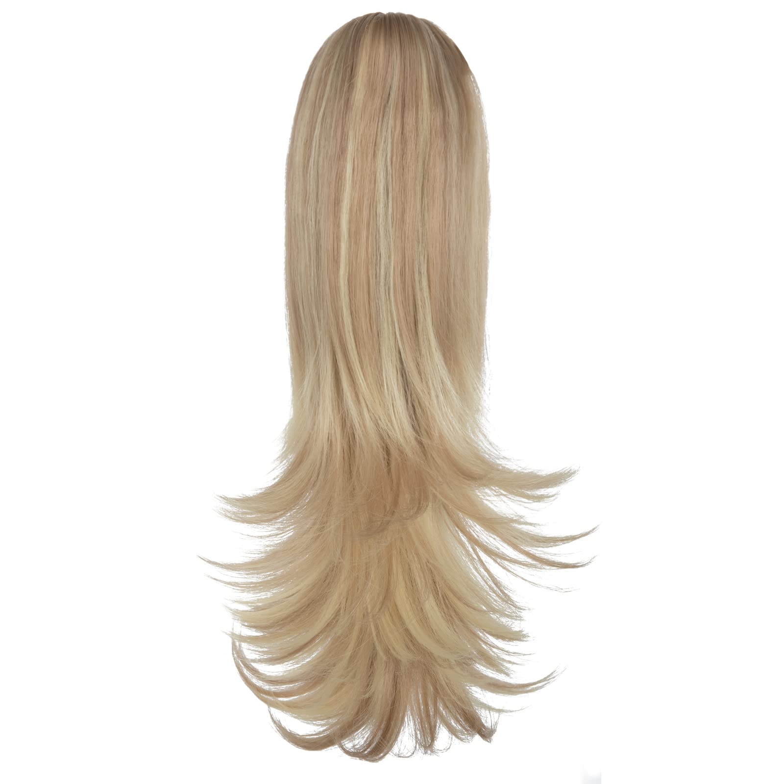 CJL HAIR Short Claw Clip Ponytail Hair Extension Drawstring Synthetic Fake Hairpiece for Women 14" Straight Ponytail with End Curls Dirty Blonde - Image 3