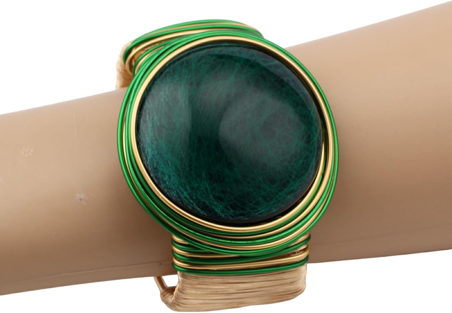 Gold Color Arm Cuff Big Crystal Bangle for Women Thick Wide Wrist Wrap Chunky Statement Non Tarnish Trendy Bracelet Jewelry - Image 2