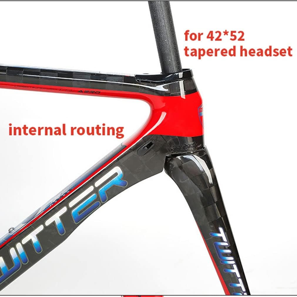 C Brake Road Bike Frameset Lightweight Carbon Racing Frame 46/48/50/52/54cm Internal Routing Wind-Breaking Frame QR 100/130mm(Yellow,50CM)