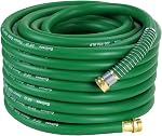 Guitrees Garden Hose 90FT x 5/8", Heavy Duty Rubber Hose, Water Hose with Five Layered Braiding, Male to Female Fittings, 1000PSI Burst, 300PSI Working (Brown)