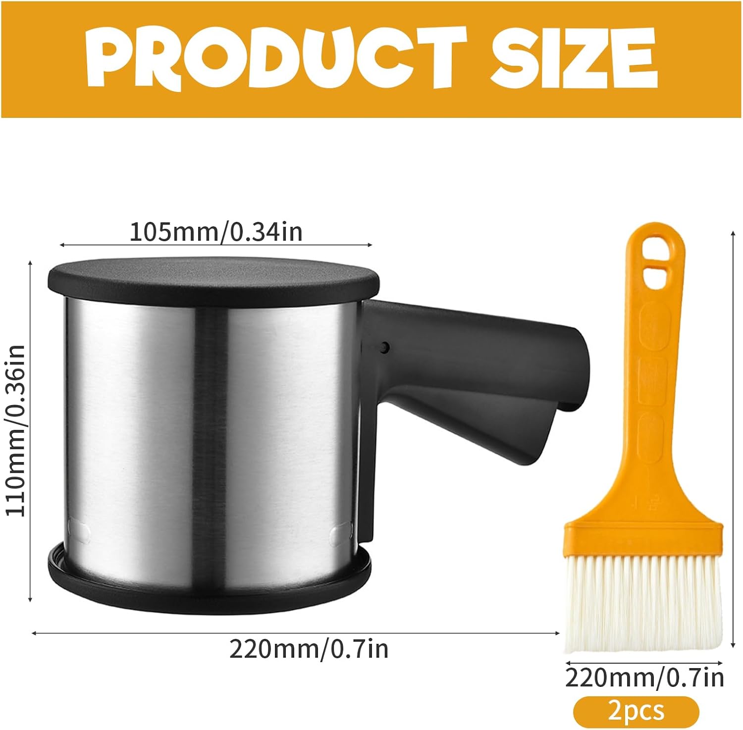 Flour Sieve Stainless Steel Powdered Sugar Shaker Double Flour Shaker Flour Sieve Single Hand Dust Sugar Mill with Base Cover for Flour, Sugar, Cinnamon, Spice Powder