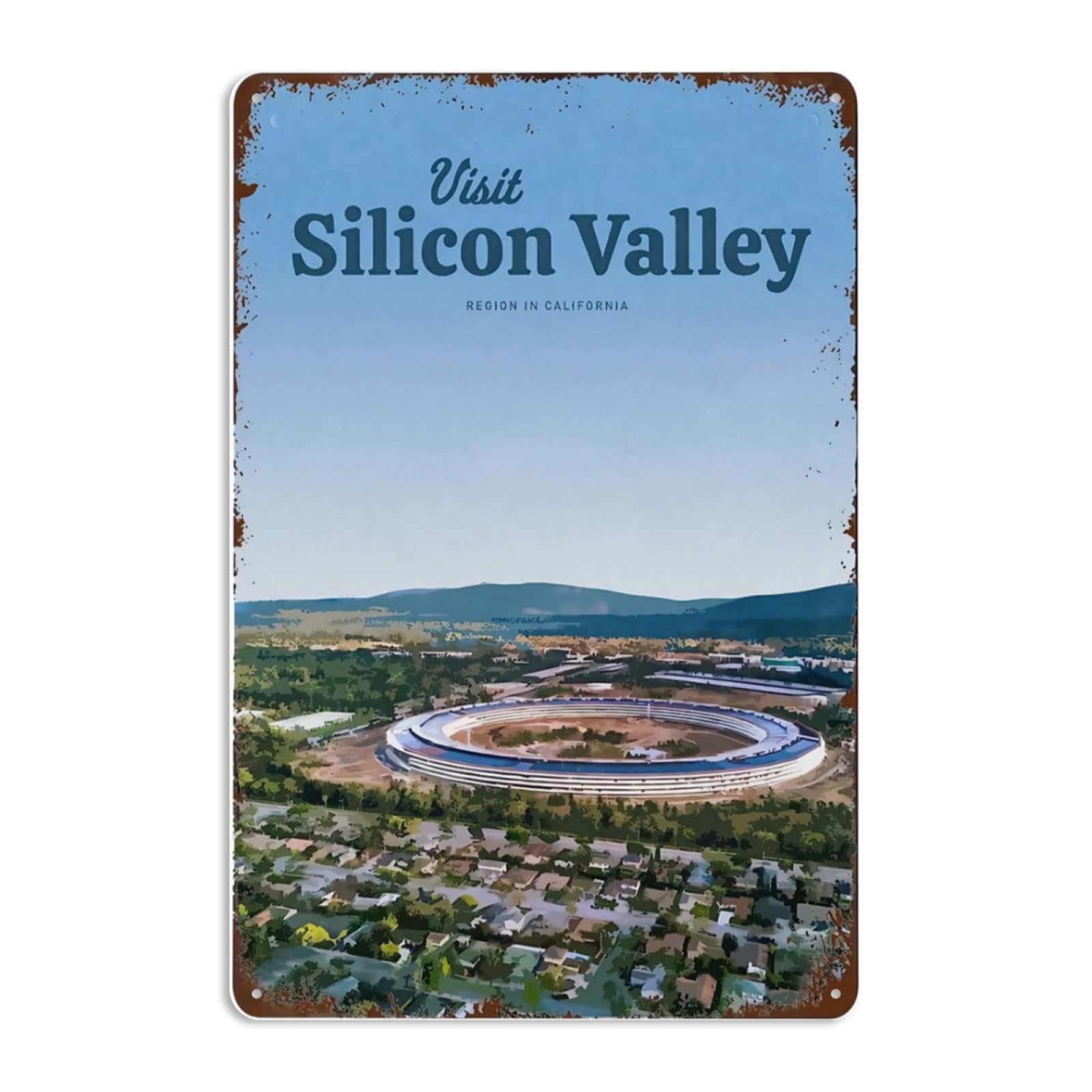 Kwqdozf As Pic Funny Visit Silicon Valley Signs Wall Decor Vintage Metal Tin Sign Art Post