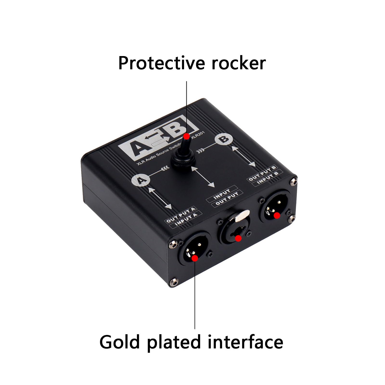 Selettori di commutazione audio XLR a uscita singola a 2 ingressi Segnali silenziosi passivi Routing Design in metallo Dispositivo di routing suono dal vivo