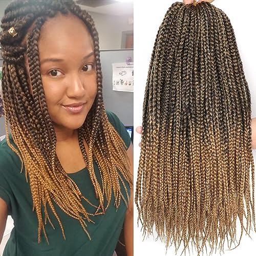 7 Packs Goddess Box Braids Crochet Hair 18 Inch Prelooped Crochet Box Braids Crochet Hair for Black Women Braiding Hair (18 Inch 7 Packs, 1B/27)