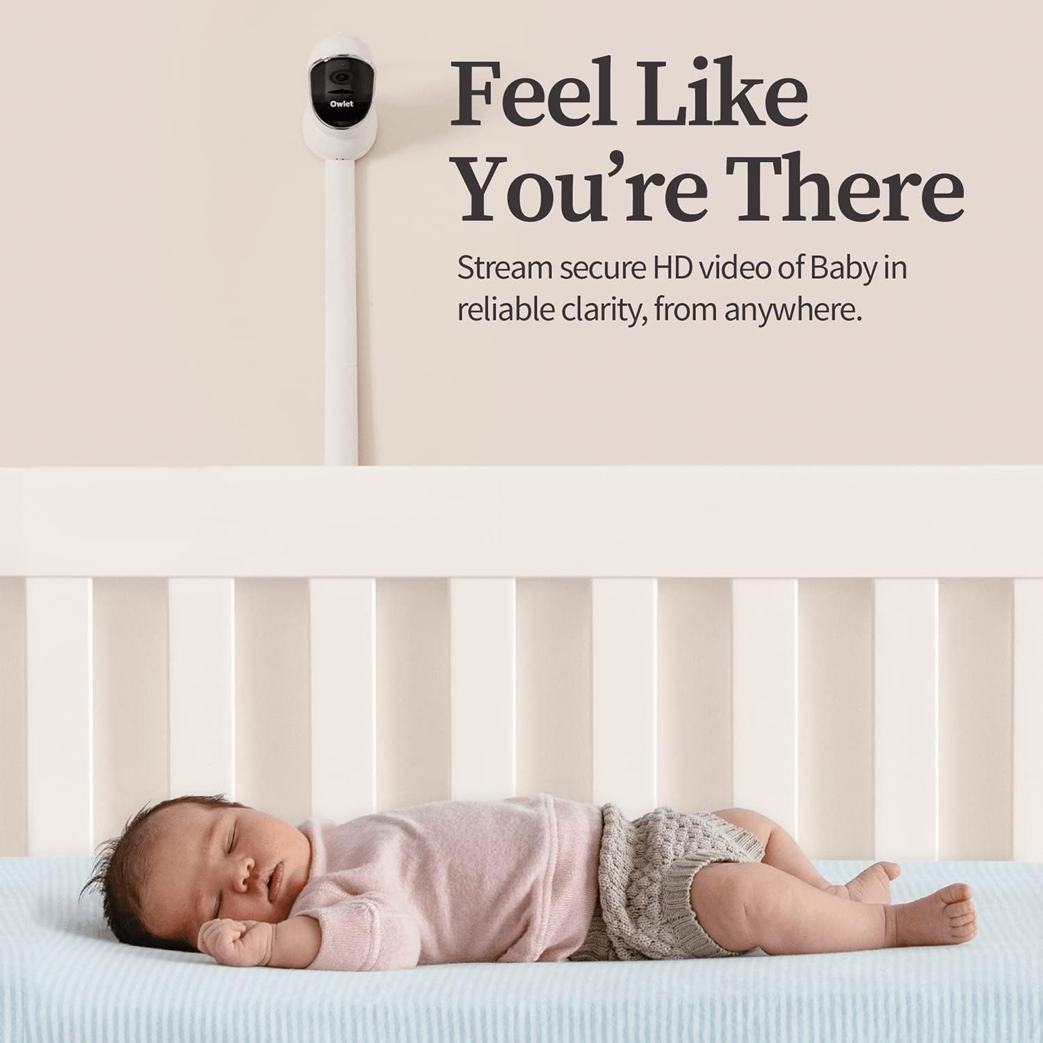 Owlet Cam Smart Baby Monitor - HD Video Monitor with Camera, Audio and Background Sound, Encrypted WiFi, Motion and Sound Notifications, Humidity, Room Temp, Night Vision, 2-Way Talk (Renewed)