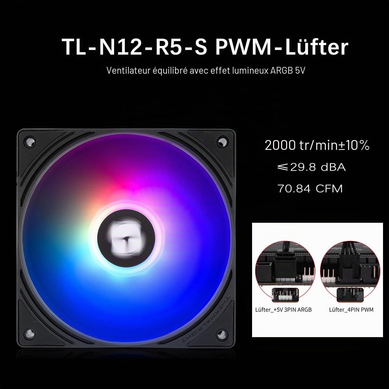 TR-Thermalright AQUA ELITE 240 V6 ARGB Noir Refroidisseur liquide, refroidissement Aio 240mm, ventilateurs double PWM - ARGB, pour AM4/AM5, Intel LGA1851/1700/115x/1200 (Noir)