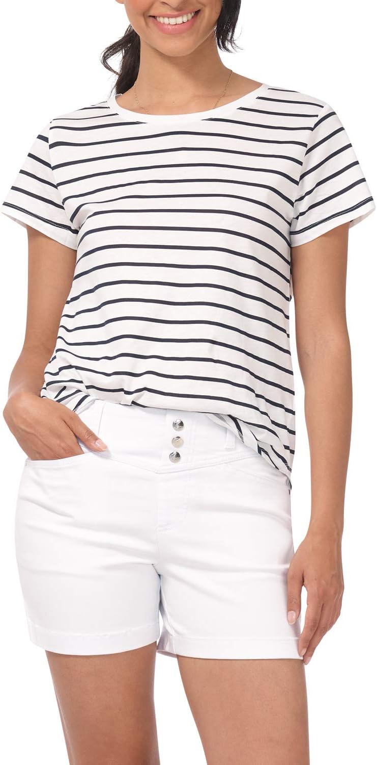 Rekucci Secret Figure Women’s Slimming 5 inch Jean Short with Snap Detail