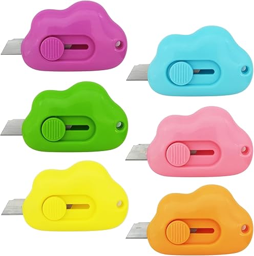Miniatura 1 de Paquete de 3 mini cortadores de cajas de cerámica en forma de nube, cuchillos retráctiles para abreletas, cortadora de sobres, abridor de paquetes,