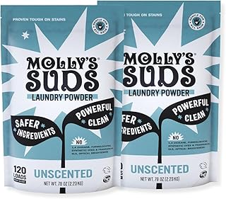 Molly's Suds Original Laundry Detergent Powder | Clean Laundry Detergent Powder for Sensitive Skin | Simple, Effective Ingredients, Stain Fighting | 240 Loads (Unscented)