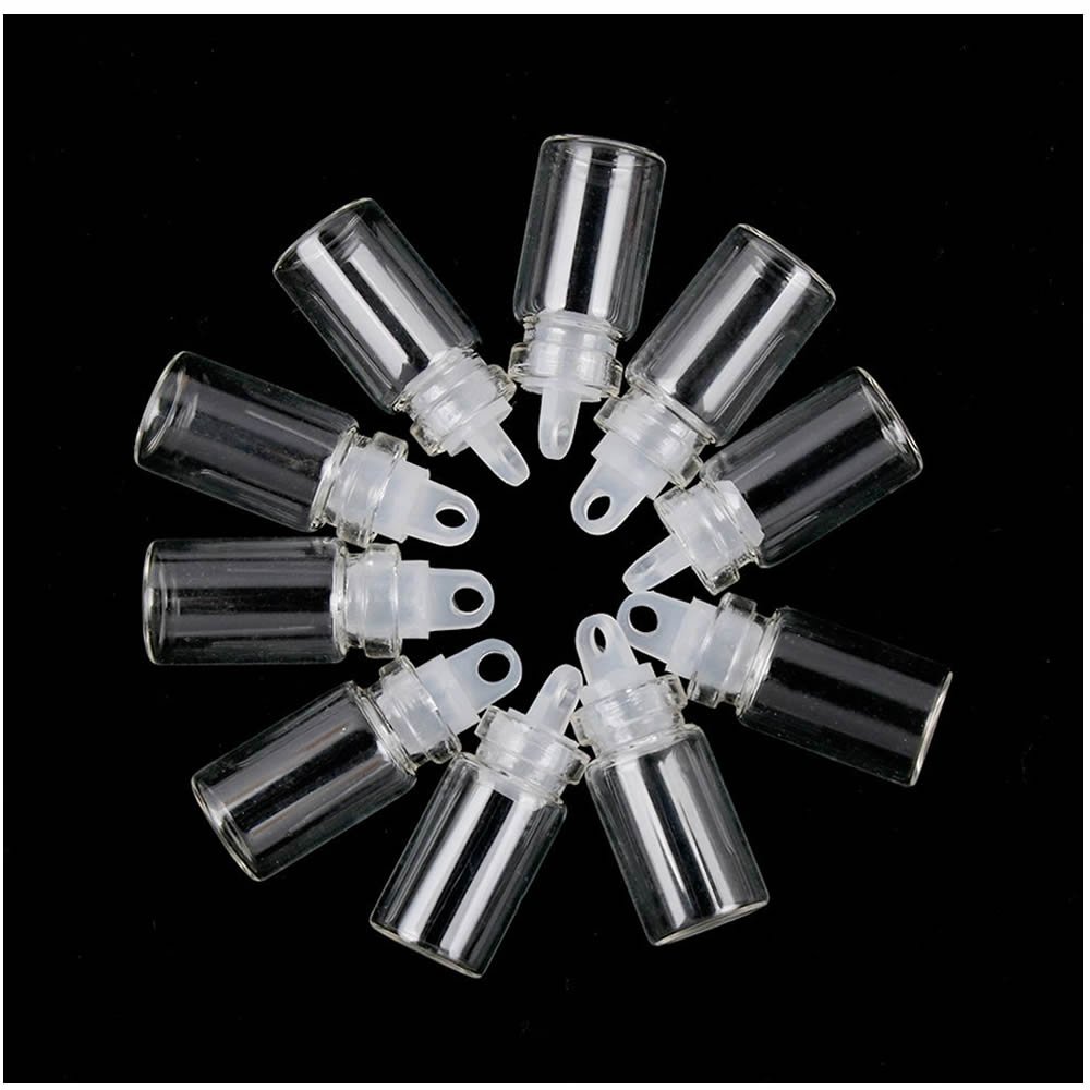 ORYOUGO50Pcs 1ML Mini Cute Glass Message Bottles with Plastic Stoppers,DIY Decoration Wishing Bottles for Weddings Party Favors