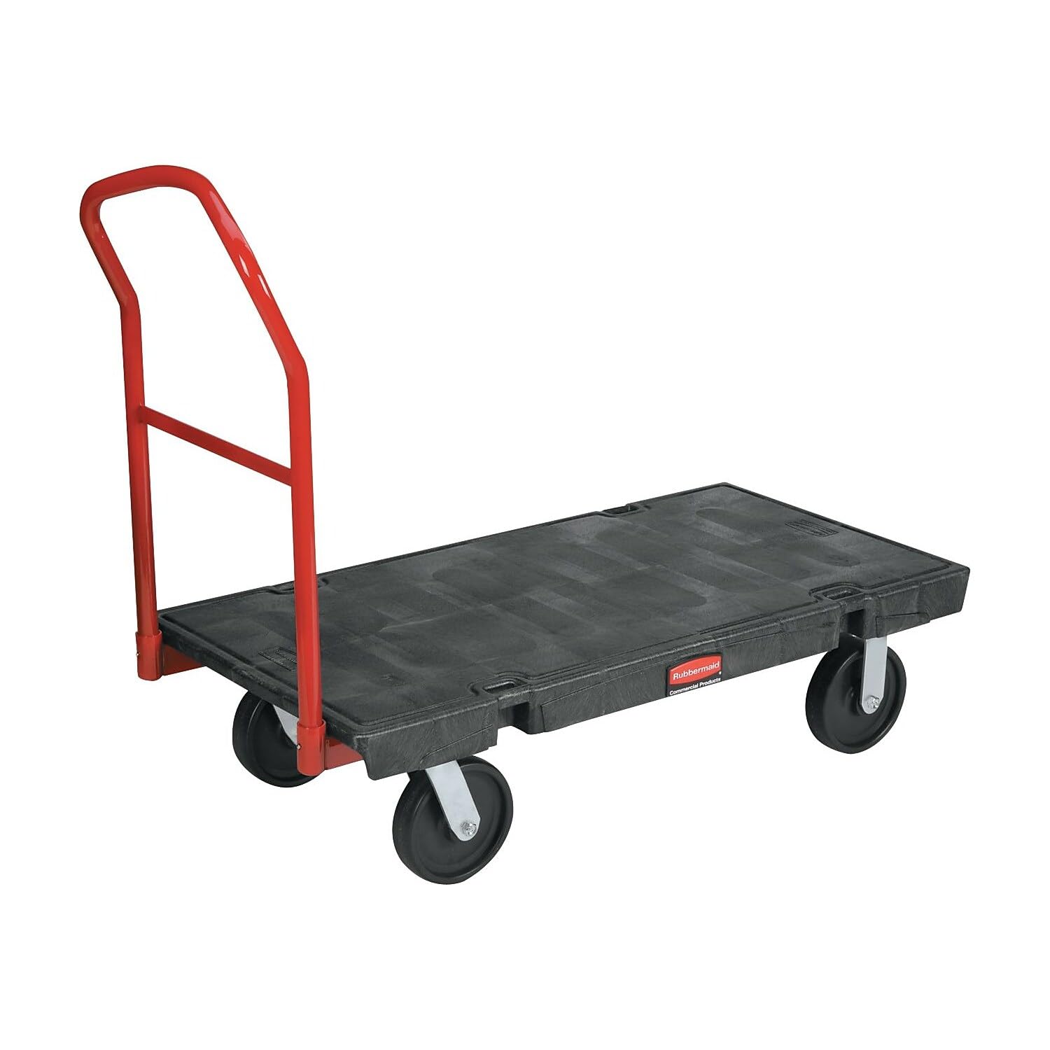 Rubbermaid Commercial Products Heavy Duty Platform Truck, 8" Polyolefin Casters, 2500 lb. Capacity, Black, for Warehouse/Garage/Cleaning/Manufacturing