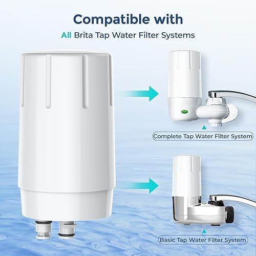 Miniatura 3 de Paquete de 2 filtros de agua de repuesto para sistemas de filtro de grifo Brita, certificado, filtro de grifo Longlast, reduce el cloro y el plomo,