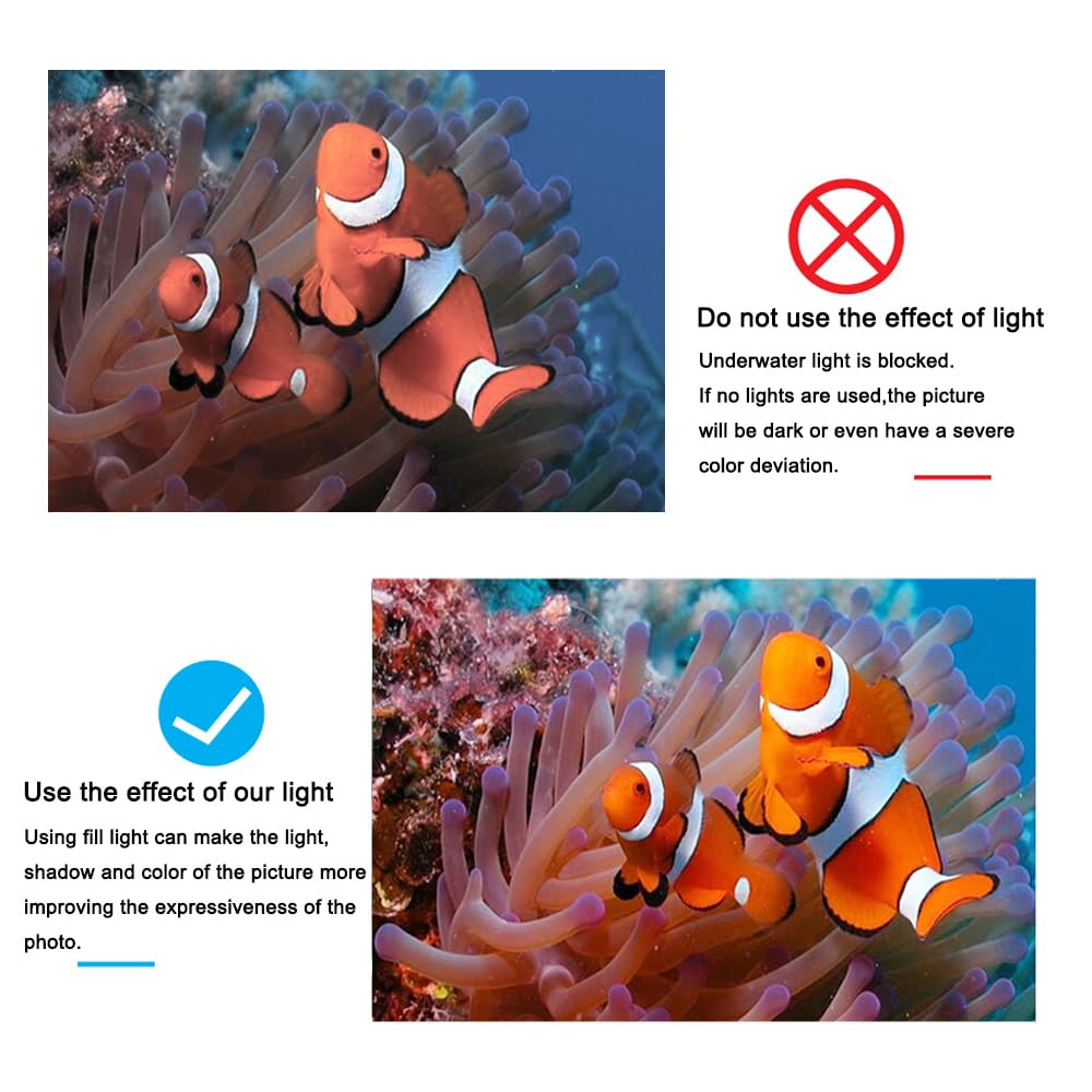 Sea frogs Lampe vidéo RVB avec 3 griffes, étanche, 40 m, lumières sous-marines portables en couleur, compatibles avec GoPro Hero 12/11/10/9 (SL-105-GO-KIT)