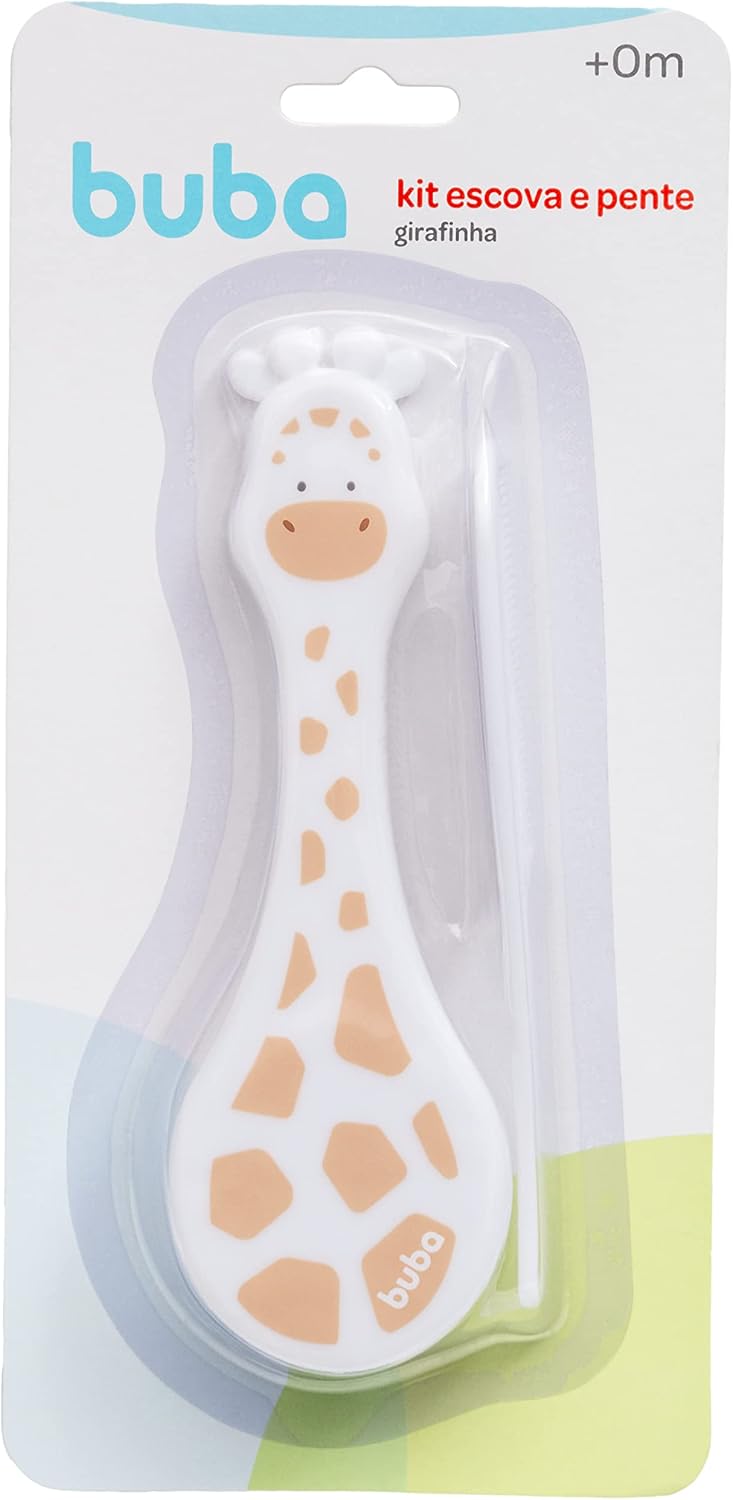 BUBA Kit Escova E Pente Girafinha, Modelo: 14987, Cor: Branco