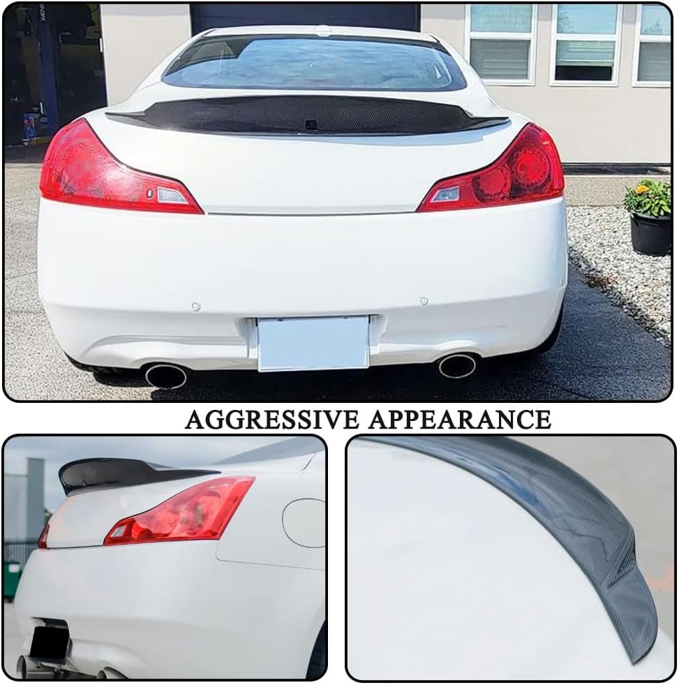 Carbon Fiber Rear Spoiler Compatible with Infiniti G37 2-Door Q60 Hard-top Coupe 2-Door 2008-2015 Trunk Spoiler Boot Lid Highkick Duckbill Wing Lip Factory Outlet
