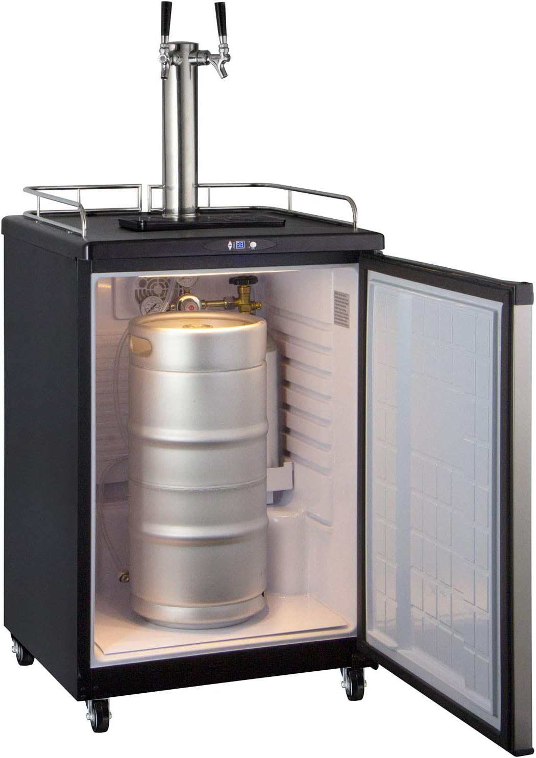 Kegco Keg Dispenser, 2 Faucet, Stainless Steel