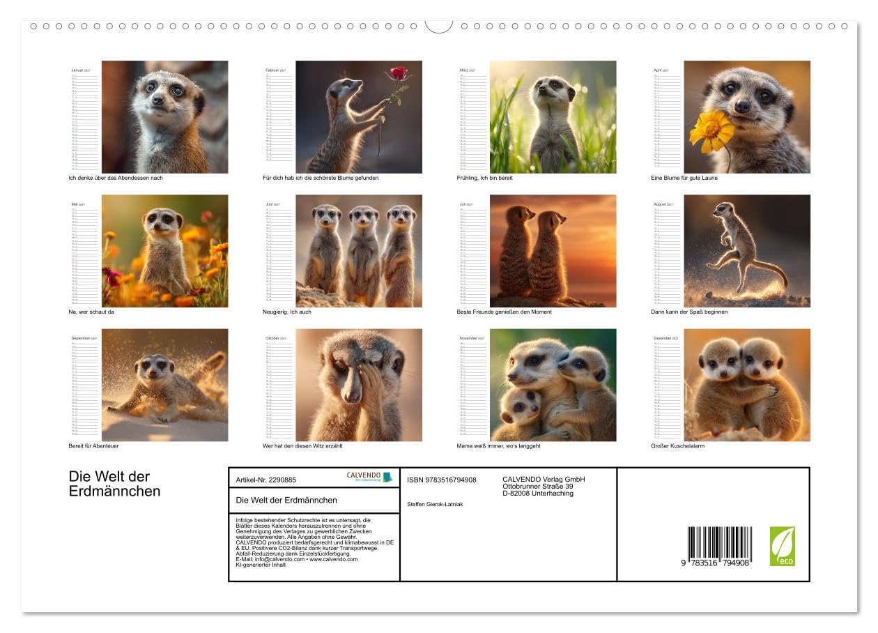 Die Welt der Erdmännchen (hochwertiger Premium Wandkalender 2027 DIN A2 quer), Kunstdruck in Hochglanz: Dieser liebevoll gestaltete Wandkalender ... Tiere der Wüste. (CALVENDO Tiere)