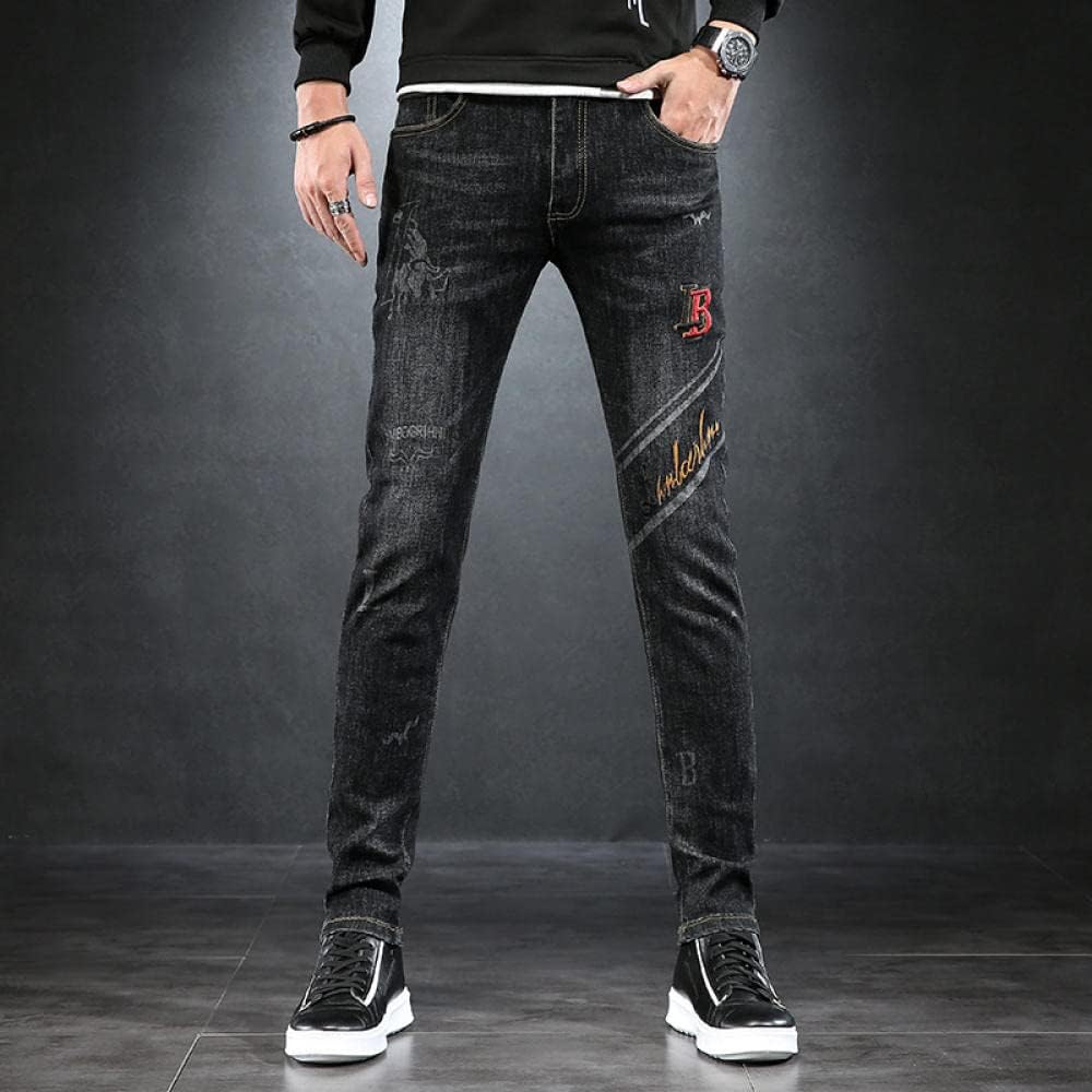 メンズファッションスリムフィット刺繡ロングパンツメンズジーンズカジュアルストレッチパンツ Ns 永遠の定番 31